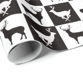白黒の鹿のシルエット包み紙 ラッピングペーパー (ロールコーナー)