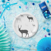 白黒の鹿シルエット紙プレート ペーパープレート (パーティー)