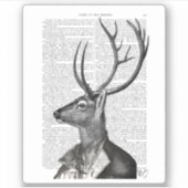 白黒の鹿ポートレート シール (正面)