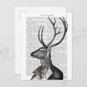 白黒の鹿ポートレート ポストカード (正面/裏面)