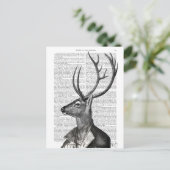 白黒の鹿ポートレート ポストカード (スタンド正面)
