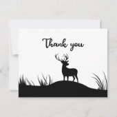 白黒の鹿ミニマル記念葬式 サンキューカード (正面)