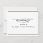 白黒の鹿ミニマル記念葬式 サンキューカード (裏面)