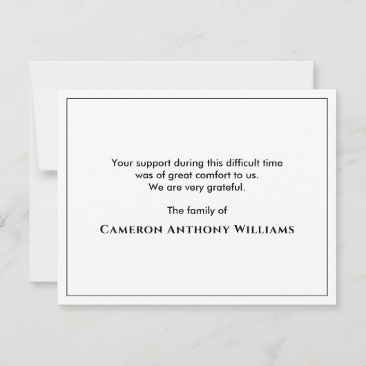 白黒の鹿ミニマル記念葬式 サンキューカード (裏面)