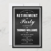 白黒の黒板の退職パーティー 招待状 (正面)