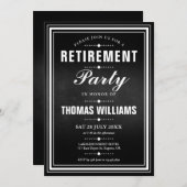 白黒の黒板の退職パーティー 招待状 (正面/裏面)