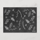 白黒の黒板フローラ日付の保存 ポストカード (裏面)