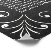 白黒の黒板結婚の座席表 ポスター (角)