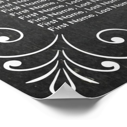 白黒の黒板結婚の座席表 ポスター (角)