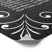 白黒の黒板結婚の座席表 ポスター (角)