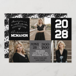 白黒の黒板3写真卒業 招待状