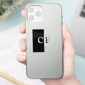 白黒の2分割カスタムイニシャル シール (スマートフォン)