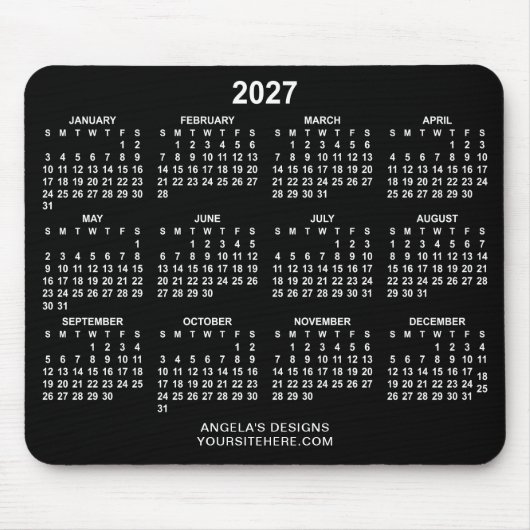 白黒の2027年カレンダー プロモーション マウスパッド (正面)