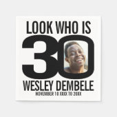 白黒の30歳の誕生日の写真は誰か スタンダードカクテルナプキン (正面)