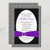 白黒の30歳千鳥格子の誕生日招待状 招待状 (正面/裏面)