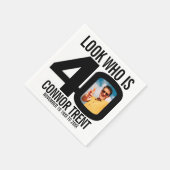 白黒の40歳の誕生日の写真は誰か スタンダードカクテルナプキン (角)