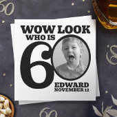 白黒の60歳の誕生日の写真は誰か スタンダードカクテルナプキン