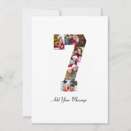 白黒の7番の写真のカラーコラージュ カード