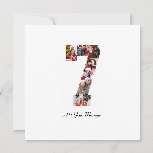 白黒の7番の写真のカラーコラージュ シーズンカード (正面)