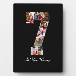 白黒の7番の写真のカラーコラージュ フォトプラーク