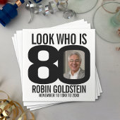 白黒の80歳の誕生日の写真は誰か スタンダードカクテルナプキン
