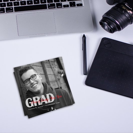 白黒の「クラス」の写真招待状 案内状