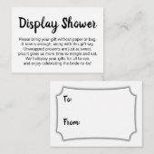 白黒の(ラシンプルップなし)表示ブライダルシャワー エンクロージャーカード (正面/裏面)