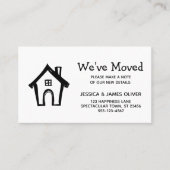 白黒の「引っ越しました」カード(リトルハウス付) 名刺 (正面)