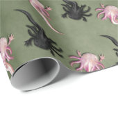 白黒のAxolotlsアート ラッピングペーパー (ロールコーナー)