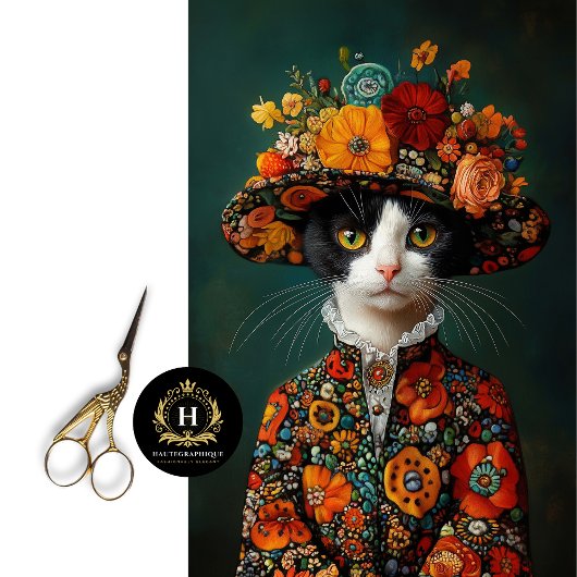 白黒のCatヴィンテージフローラの分離 薄葉紙