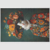 白黒のCatヴィンテージフローラの分離 薄葉紙 (正面)