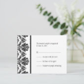 白黒のDamask RSVPカード (スタンド正面)