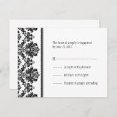 白黒のDamask RSVPカード (正面/裏面)