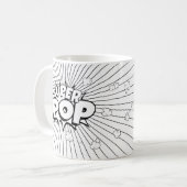 白黒のDIY SUPER POP コミックポップアート コーヒーマグカップ (正面左)