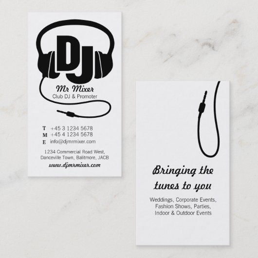 白黒のDJプロモーターの名刺 名刺 (正面/裏面)