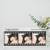 白黒のFilmstripの卒業の発表 招待状 (スタンド正面)