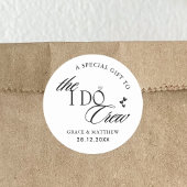 白黒のI Do Crew ウェディングパーティーファバー ラウンドシール