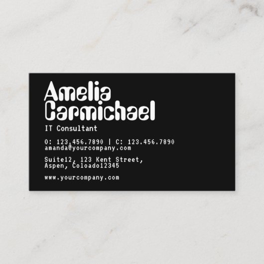 白黒のITテクノロジコンサルタント 名刺 (正面)