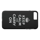 白黒のKeep Calm and Carry On Case-Mate iPhoneケース (裏面(横))