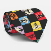 白黒のLOONEY TUNES™に入ったカラフル市松模様に ネクタイ (ロール)