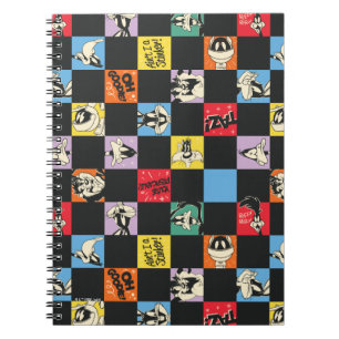 白黒のLOONEY TUNES™に入ったカラフル市松模様に ノートブック