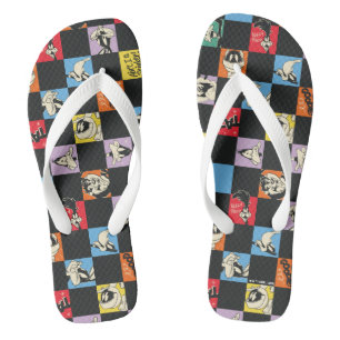 白黒のLOONEY TUNES™に入ったカラフル市松模様に ビーチサンダル