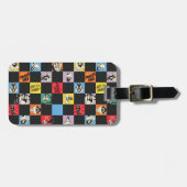 白黒のLOONEY TUNES™に入ったカラフル市松模様に ラゲッジタグ (正面横)
