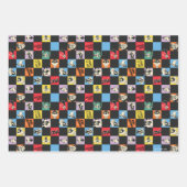 白黒のLOONEY TUNES™に入ったカラフル市松模様に ラッピングペーパーシート (正面2)