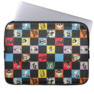 白黒のLOONEY TUNES™に入ったカラフル市松模様に ラップトップスリーブ