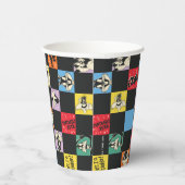 白黒のLOONEY TUNES™に入ったカラフル市松模様に 紙コップ (右)