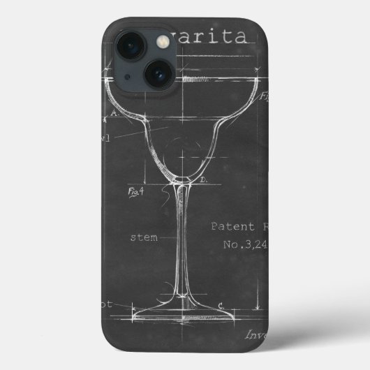白黒のMargaritaガラスのブループリント Case-Mate iPhoneケース (裏面)