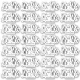 白黒のmrとmrsモダン結婚字 シール