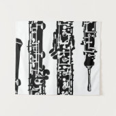 白黒のOboeのタペストリーの壁掛け タペストリー (正面(横))