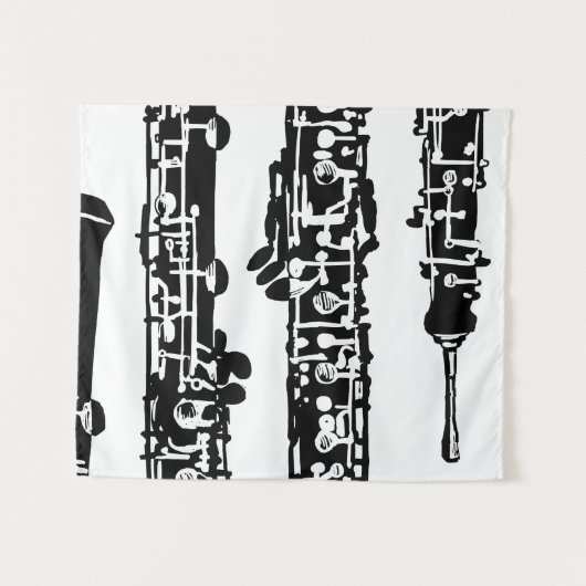 白黒のOboeのタペストリーの壁掛け タペストリー (正面(横))